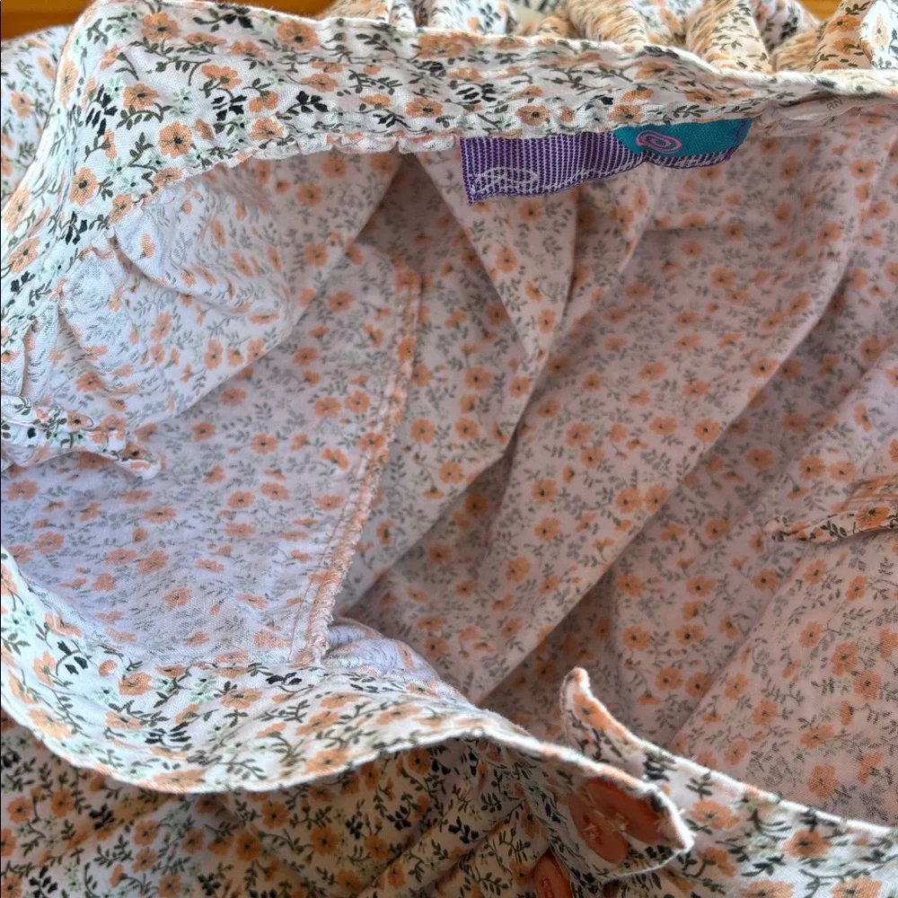Pinwheels Floral Boho Festival Button-Down Skirt Cotton Vintage women 2 junior 7 - Picture 9 of 12